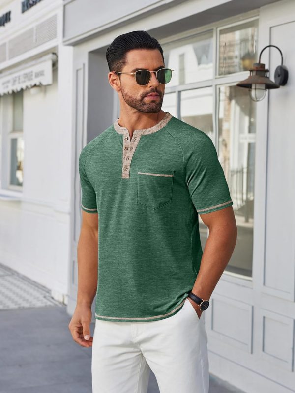 COOFANDY Mens Henley Shirts Short Sleeve Casual Button T-Shirts Basic Tee Shirts Summer Vintage T Shirts with Pocket - Image 83