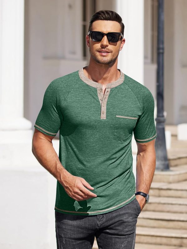 COOFANDY Mens Henley Shirts Short Sleeve Casual Button T-Shirts Basic Tee Shirts Summer Vintage T Shirts with Pocket - Image 84