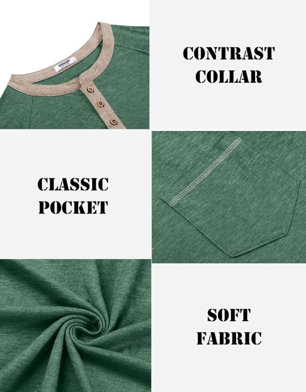 COOFANDY Mens Henley Shirts Short Sleeve Casual Button T-Shirts Basic Tee Shirts Summer Vintage T Shirts with Pocket - Image 85