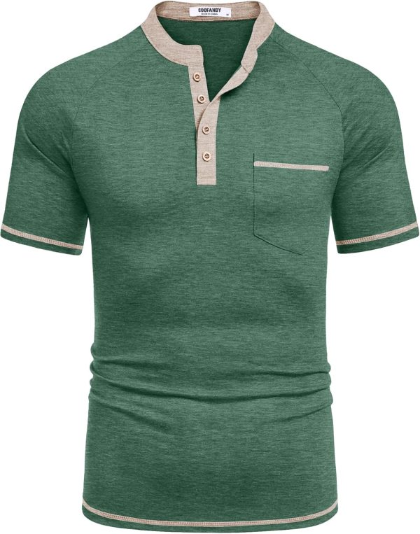 COOFANDY Mens Henley Shirts Short Sleeve Casual Button T-Shirts Basic Tee Shirts Summer Vintage T Shirts with Pocket - Image 86