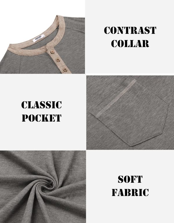 COOFANDY Mens Henley Shirts Short Sleeve Casual Button T-Shirts Basic Tee Shirts Summer Vintage T Shirts with Pocket - Image 91