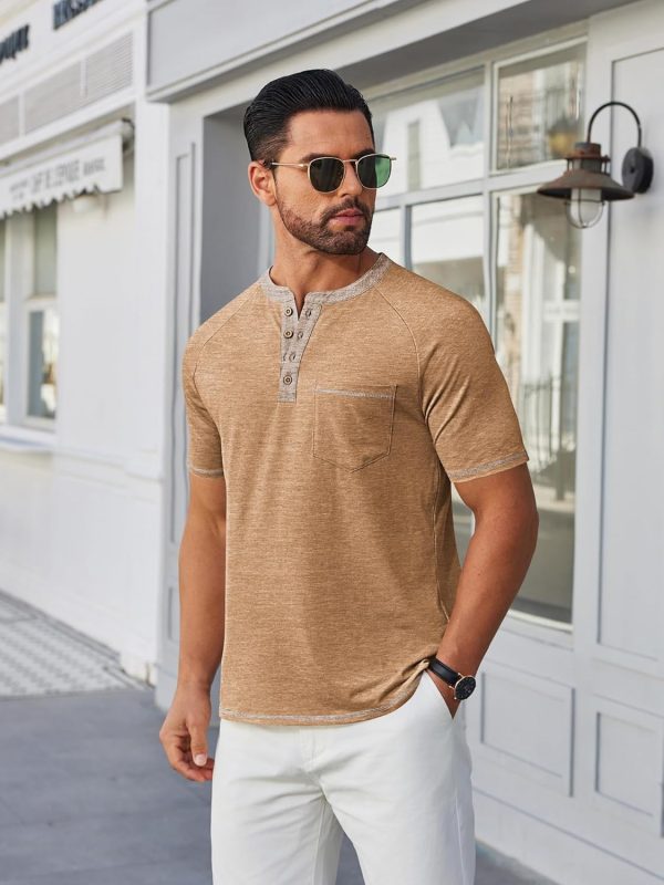 COOFANDY Mens Henley Shirts Short Sleeve Casual Button T-Shirts Basic Tee Shirts Summer Vintage T Shirts with Pocket - Image 95