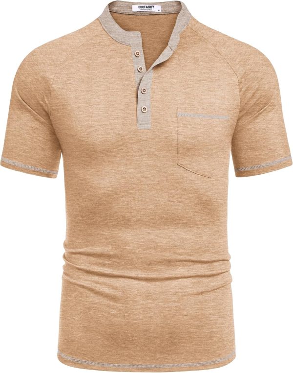 COOFANDY Mens Henley Shirts Short Sleeve Casual Button T-Shirts Basic Tee Shirts Summer Vintage T Shirts with Pocket - Image 98