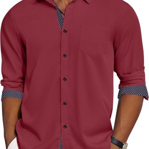 COOFANDY Men's Dress Shirt Wrinkle Free Regular Fit Stretch Long Sleeve Button Down Shirts