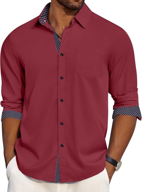 COOFANDY Men's Dress Shirt Wrinkle Free Regular Fit Stretch Long Sleeve Button Down Shirts