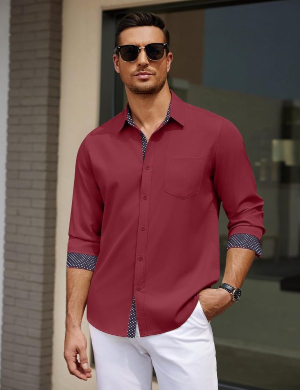 COOFANDY Men's Dress Shirt Wrinkle Free Regular Fit Stretch Long Sleeve Button Down Shirts - Image 2