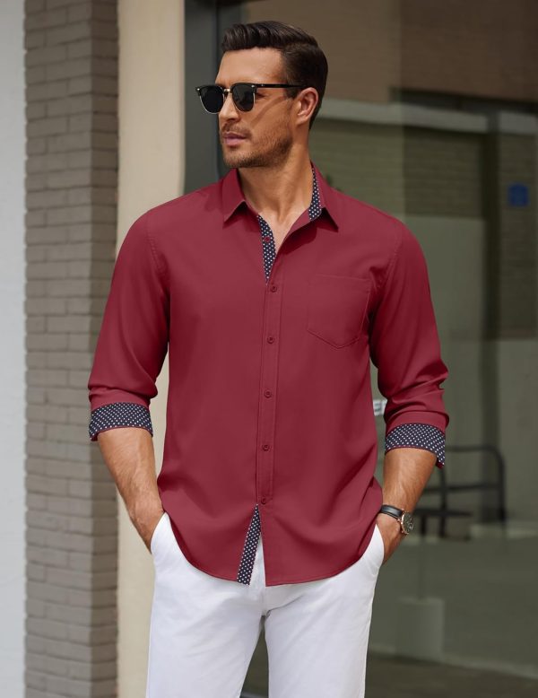COOFANDY Men's Dress Shirt Wrinkle Free Regular Fit Stretch Long Sleeve Button Down Shirts - Image 3