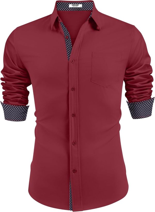 COOFANDY Men's Dress Shirt Wrinkle Free Regular Fit Stretch Long Sleeve Button Down Shirts - Image 5