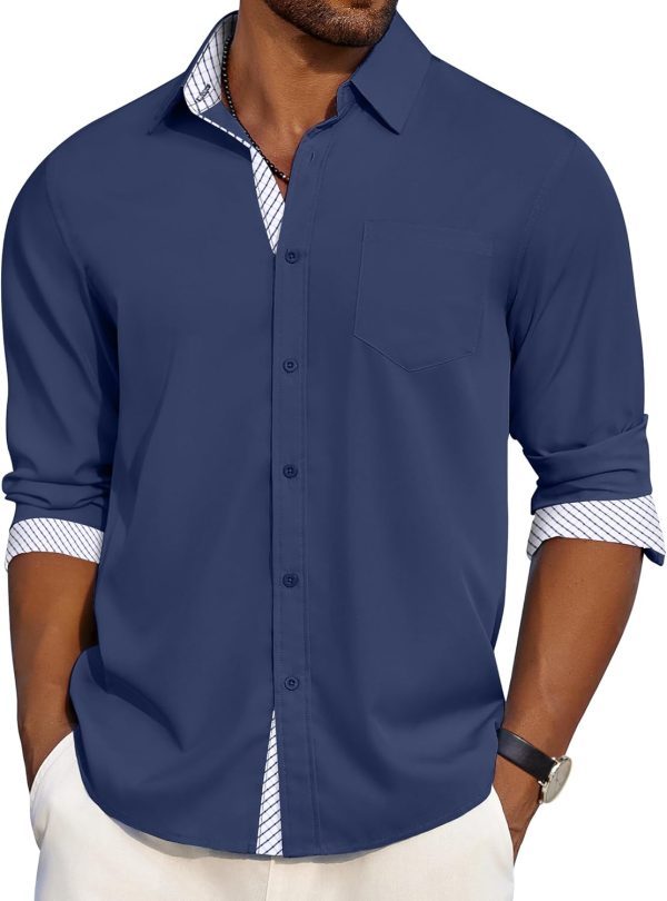 COOFANDY Men's Dress Shirt Wrinkle Free Regular Fit Stretch Long Sleeve Button Down Shirts - Image 13