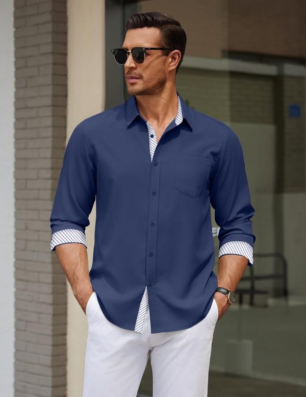 COOFANDY Men's Dress Shirt Wrinkle Free Regular Fit Stretch Long Sleeve Button Down Shirts - Image 15