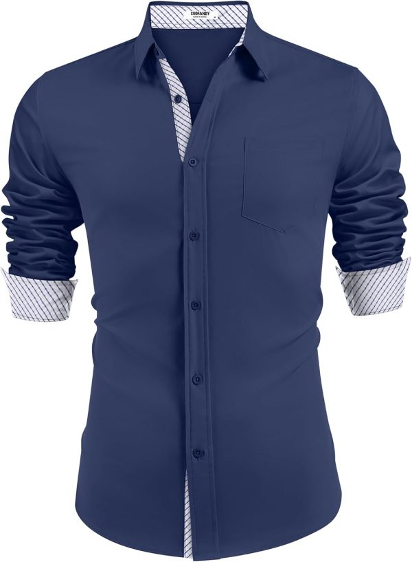 COOFANDY Men's Dress Shirt Wrinkle Free Regular Fit Stretch Long Sleeve Button Down Shirts - Image 17