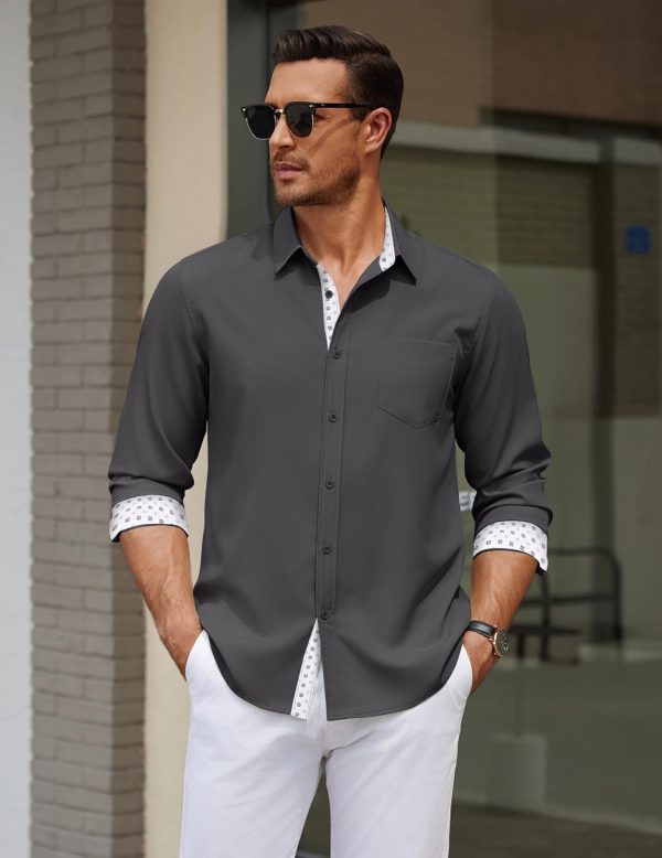 COOFANDY Men's Dress Shirt Wrinkle Free Regular Fit Stretch Long Sleeve Button Down Shirts - Image 26
