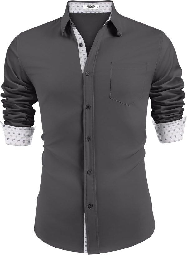 COOFANDY Men's Dress Shirt Wrinkle Free Regular Fit Stretch Long Sleeve Button Down Shirts - Image 28