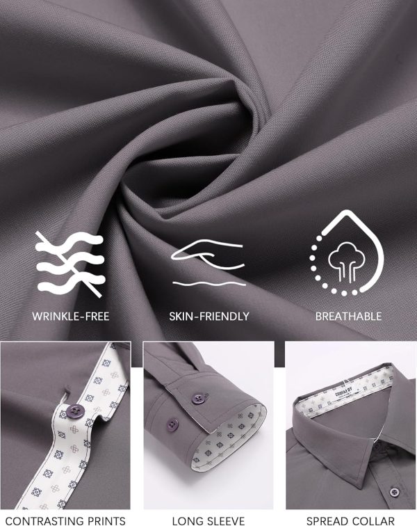 COOFANDY Men's Dress Shirt Wrinkle Free Regular Fit Stretch Long Sleeve Button Down Shirts - Image 29