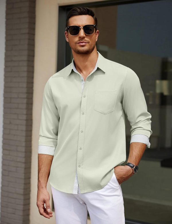 COOFANDY Men's Dress Shirt Wrinkle Free Regular Fit Stretch Long Sleeve Button Down Shirts - Image 31