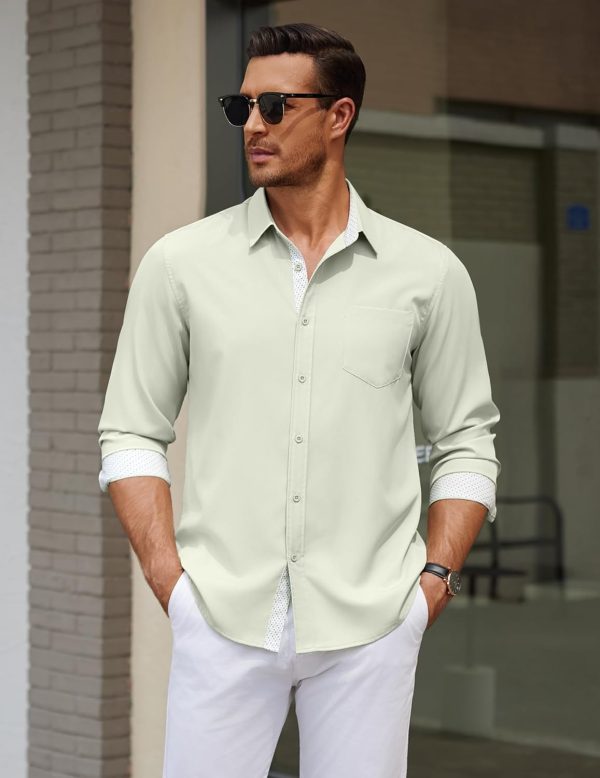 COOFANDY Men's Dress Shirt Wrinkle Free Regular Fit Stretch Long Sleeve Button Down Shirts - Image 32