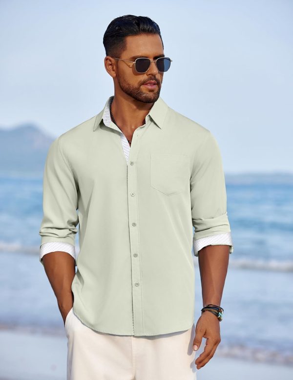 COOFANDY Men's Dress Shirt Wrinkle Free Regular Fit Stretch Long Sleeve Button Down Shirts - Image 33
