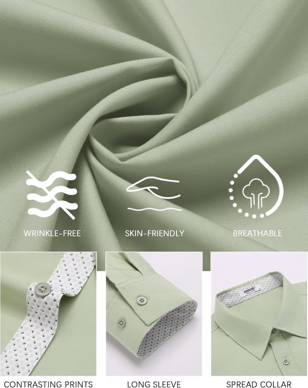 COOFANDY Men's Dress Shirt Wrinkle Free Regular Fit Stretch Long Sleeve Button Down Shirts - Image 34
