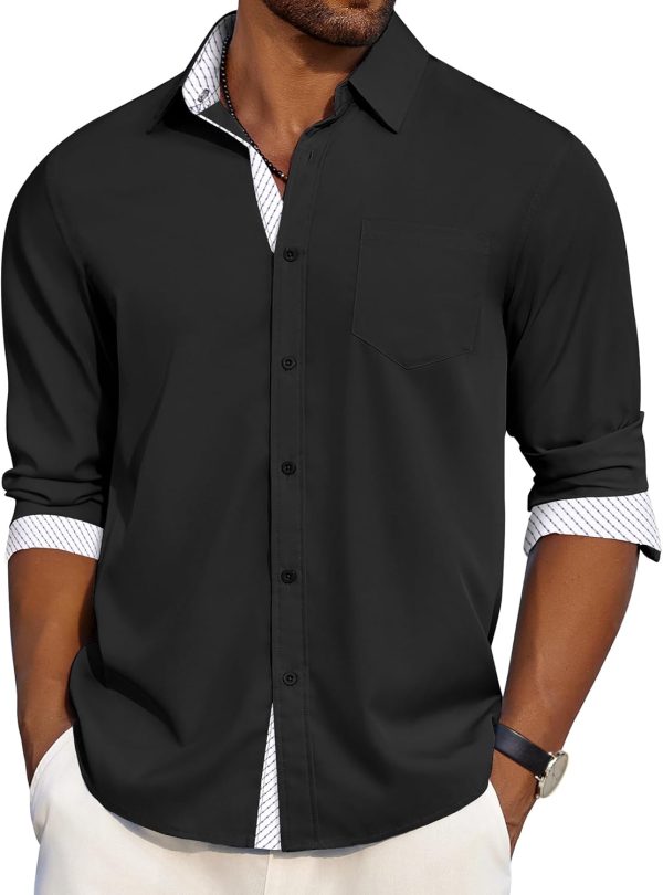 COOFANDY Men's Dress Shirt Wrinkle Free Regular Fit Stretch Long Sleeve Button Down Shirts - Image 35
