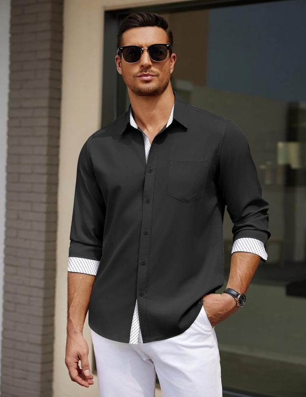 COOFANDY Men's Dress Shirt Wrinkle Free Regular Fit Stretch Long Sleeve Button Down Shirts - Image 36