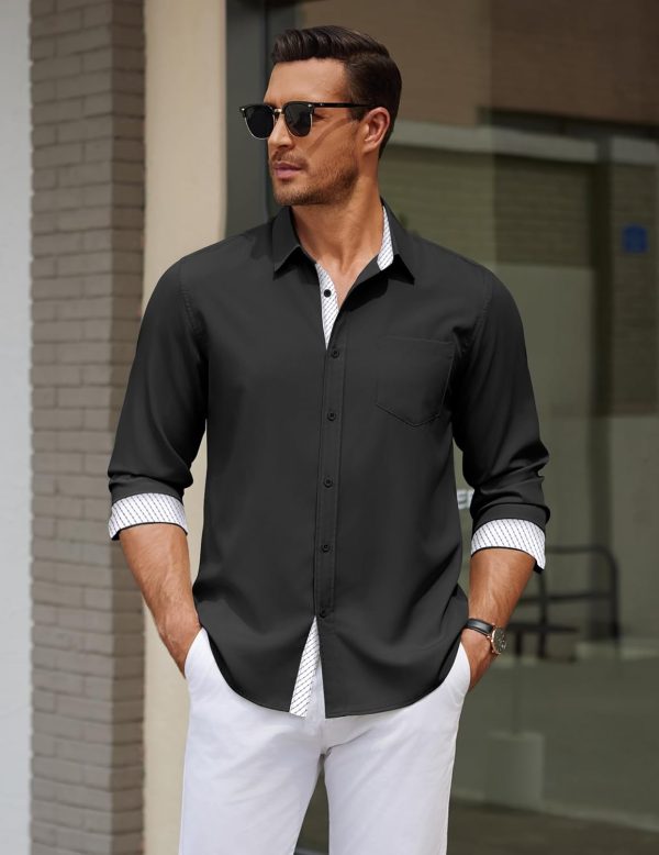 COOFANDY Men's Dress Shirt Wrinkle Free Regular Fit Stretch Long Sleeve Button Down Shirts - Image 37