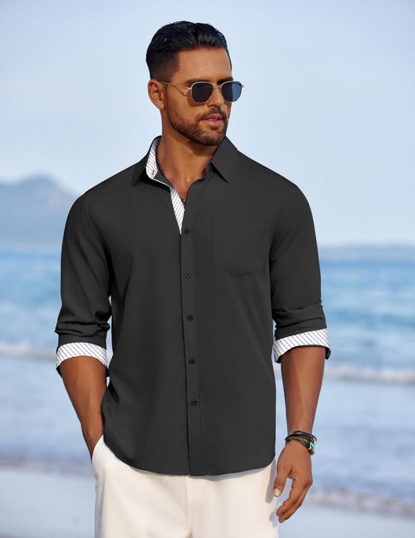 COOFANDY Men's Dress Shirt Wrinkle Free Regular Fit Stretch Long Sleeve Button Down Shirts - Image 38