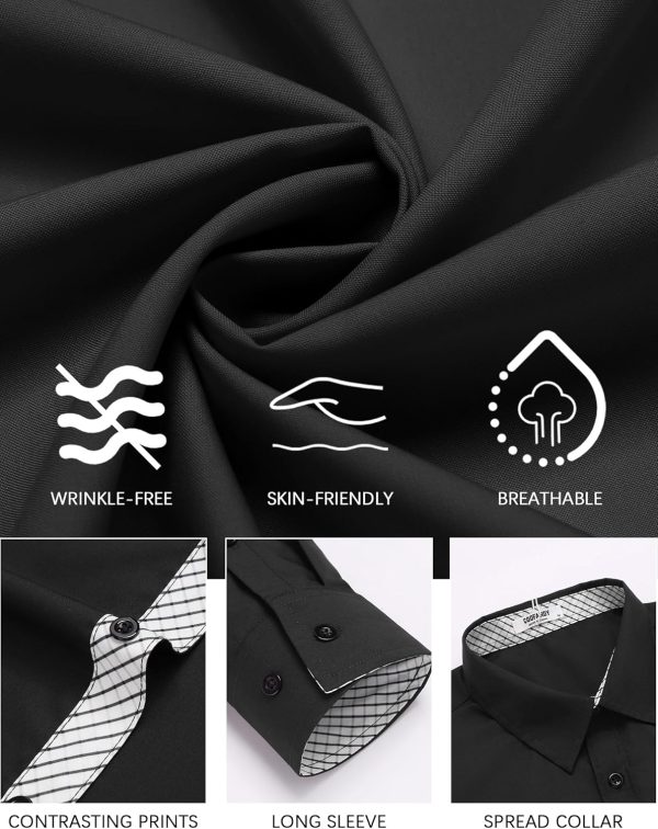COOFANDY Men's Dress Shirt Wrinkle Free Regular Fit Stretch Long Sleeve Button Down Shirts - Image 39