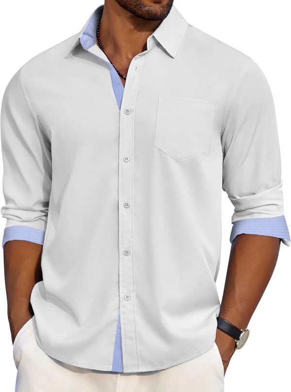 COOFANDY Men's Dress Shirt Wrinkle Free Regular Fit Stretch Long Sleeve Button Down Shirts - Image 40