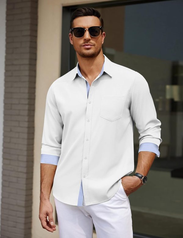 COOFANDY Men's Dress Shirt Wrinkle Free Regular Fit Stretch Long Sleeve Button Down Shirts - Image 41