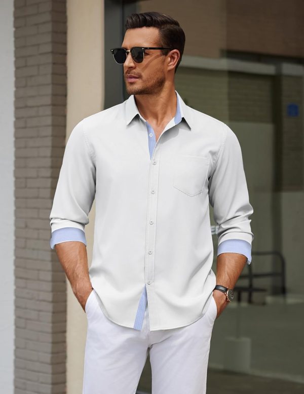 COOFANDY Men's Dress Shirt Wrinkle Free Regular Fit Stretch Long Sleeve Button Down Shirts - Image 42