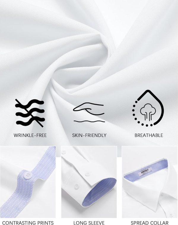 COOFANDY Men's Dress Shirt Wrinkle Free Regular Fit Stretch Long Sleeve Button Down Shirts - Image 44