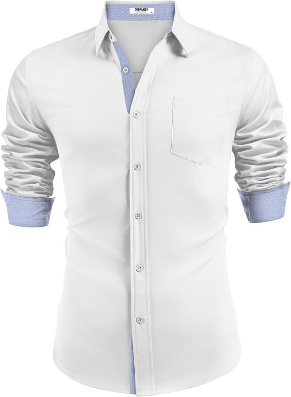COOFANDY Men's Dress Shirt Wrinkle Free Regular Fit Stretch Long Sleeve Button Down Shirts - Image 45