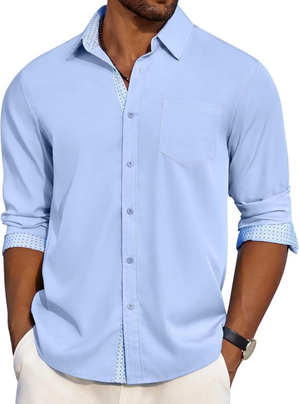 COOFANDY Men's Dress Shirt Wrinkle Free Regular Fit Stretch Long Sleeve Button Down Shirts - Image 46