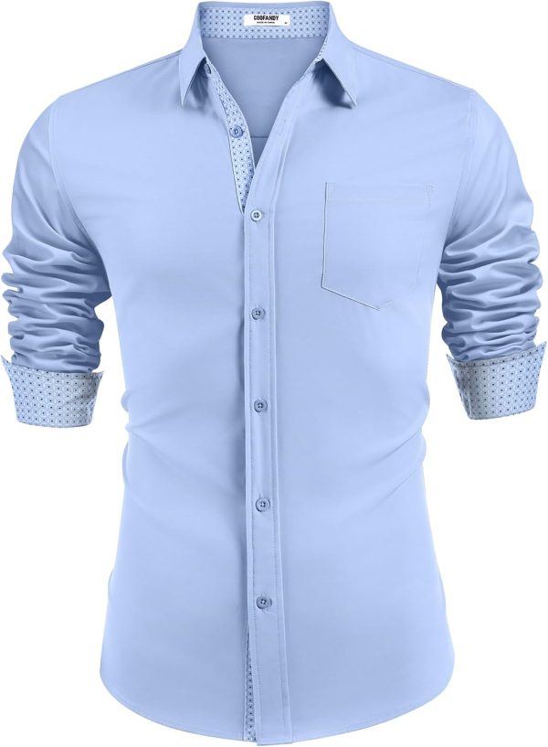 COOFANDY Men's Dress Shirt Wrinkle Free Regular Fit Stretch Long Sleeve Button Down Shirts - Image 50
