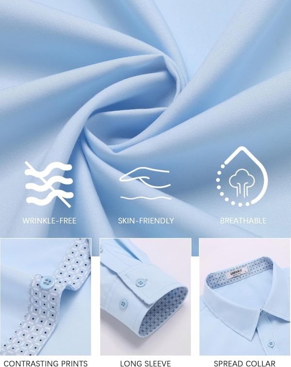 COOFANDY Men's Dress Shirt Wrinkle Free Regular Fit Stretch Long Sleeve Button Down Shirts - Image 51