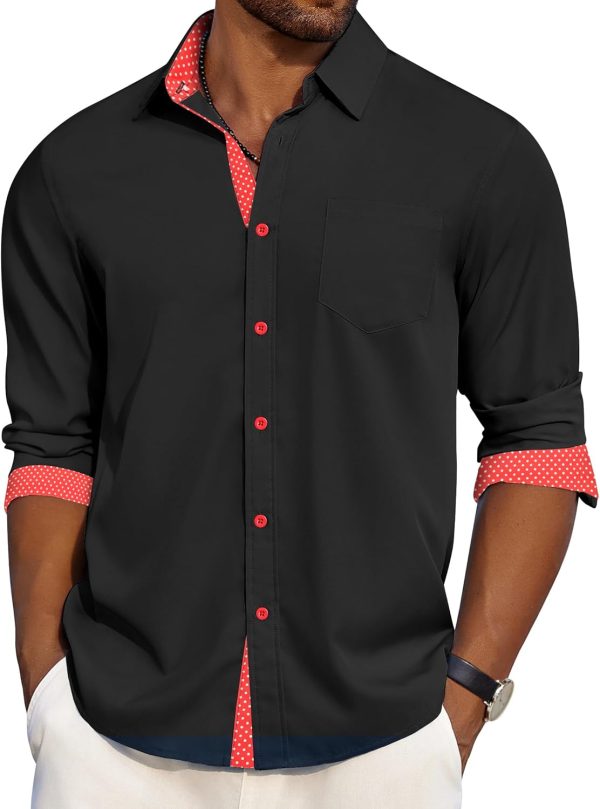 COOFANDY Men's Dress Shirt Wrinkle Free Regular Fit Stretch Long Sleeve Button Down Shirts - Image 52