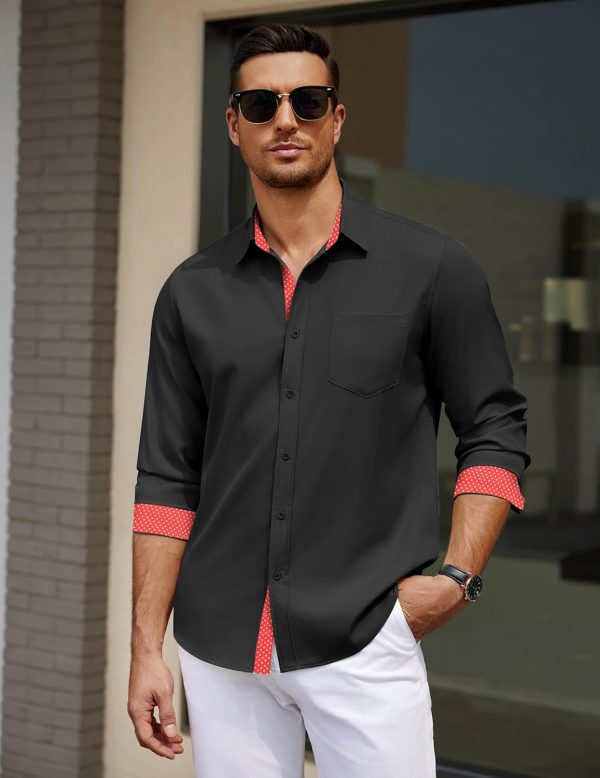 COOFANDY Men's Dress Shirt Wrinkle Free Regular Fit Stretch Long Sleeve Button Down Shirts - Image 53