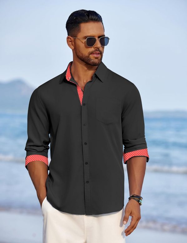 COOFANDY Men's Dress Shirt Wrinkle Free Regular Fit Stretch Long Sleeve Button Down Shirts - Image 55