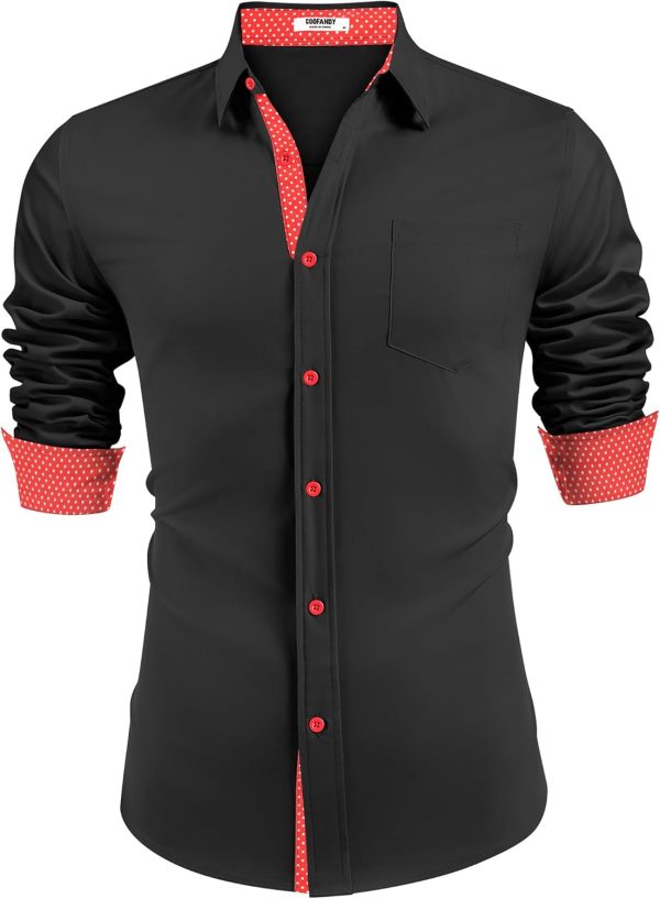 COOFANDY Men's Dress Shirt Wrinkle Free Regular Fit Stretch Long Sleeve Button Down Shirts - Image 56