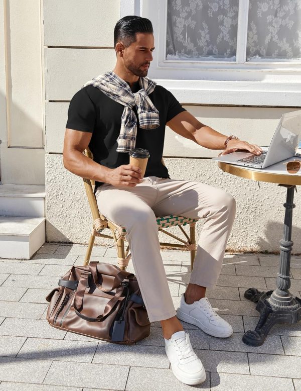 COOFANDY Mens Cotton Henley T-Shirts Short Sleeve Button Casual Basic Tees Work Shirts with Split Side - Image 3