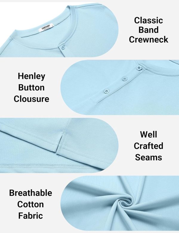 COOFANDY Mens Cotton Henley T-Shirts Short Sleeve Button Casual Basic Tees Work Shirts with Split Side - Image 10