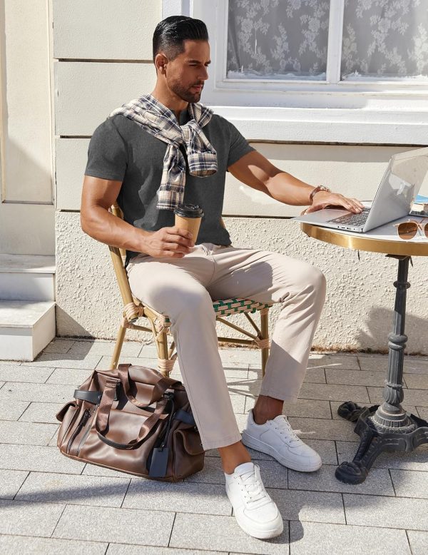 COOFANDY Mens Cotton Henley T-Shirts Short Sleeve Button Casual Basic Tees Work Shirts with Split Side - Image 18