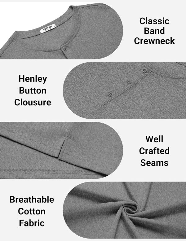 COOFANDY Mens Cotton Henley T-Shirts Short Sleeve Button Casual Basic Tees Work Shirts with Split Side - Image 20