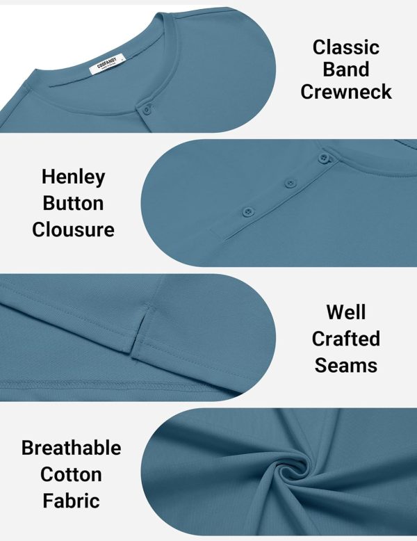 COOFANDY Mens Cotton Henley T-Shirts Short Sleeve Button Casual Basic Tees Work Shirts with Split Side - Image 25
