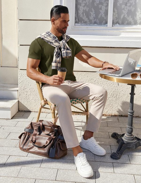 COOFANDY Mens Cotton Henley T-Shirts Short Sleeve Button Casual Basic Tees Work Shirts with Split Side - Image 28
