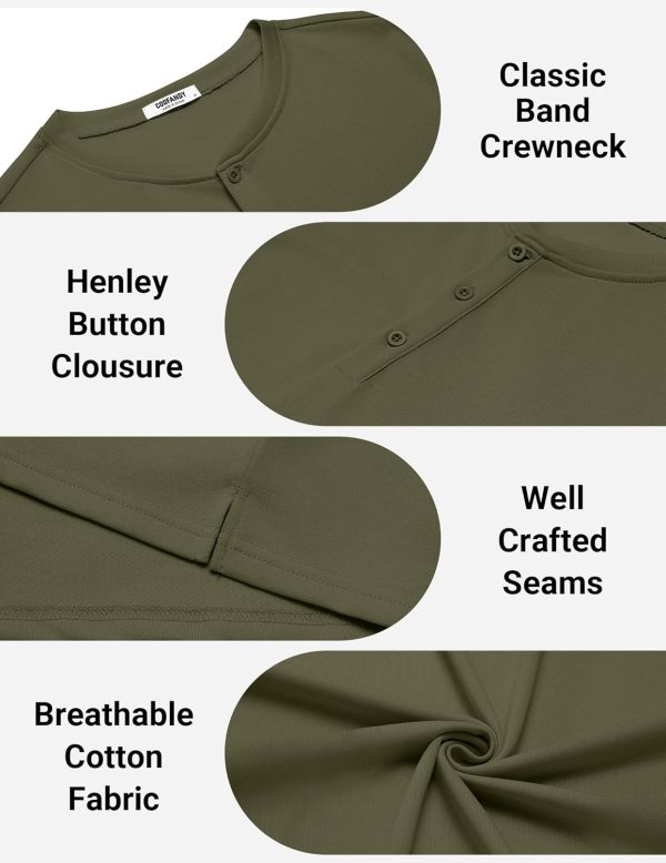COOFANDY Mens Cotton Henley T-Shirts Short Sleeve Button Casual Basic Tees Work Shirts with Split Side - Image 30