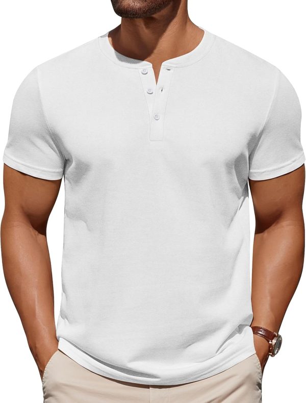 COOFANDY Mens Cotton Henley T-Shirts Short Sleeve Button Casual Basic Tees Work Shirts with Split Side - Image 31