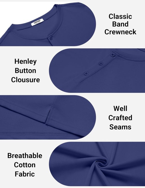 COOFANDY Mens Cotton Henley T-Shirts Short Sleeve Button Casual Basic Tees Work Shirts with Split Side - Image 40