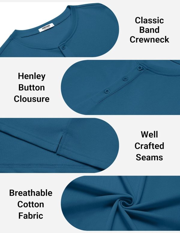 COOFANDY Mens Cotton Henley T-Shirts Short Sleeve Button Casual Basic Tees Work Shirts with Split Side - Image 45