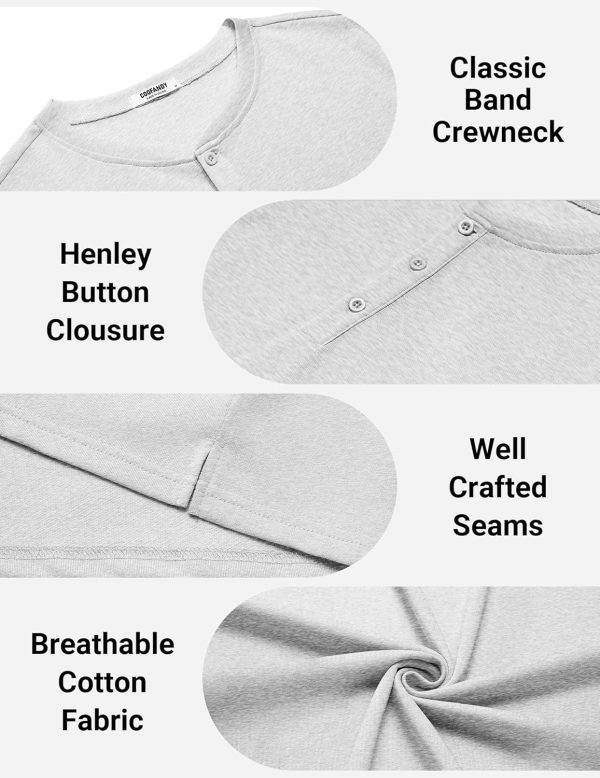 COOFANDY Mens Cotton Henley T-Shirts Short Sleeve Button Casual Basic Tees Work Shirts with Split Side - Image 50